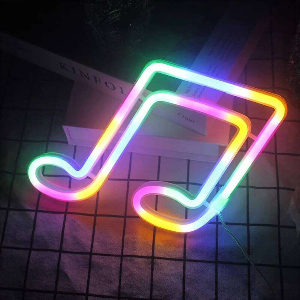 USB/Battery LED Sign Party Art Decor Room Bar Beer Lamps Wall Hanging Neon Signs Musical Note Night Lights Z260227