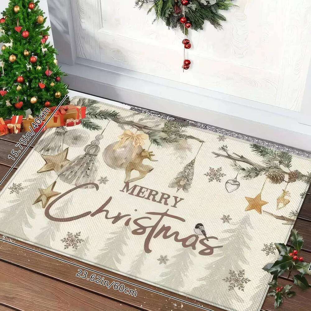 VIKAMA White Christmas Tree Pattern Bedroom, Living Room, Hallway Entrance Mat Soft Comfortable Rug Home Decor H260226