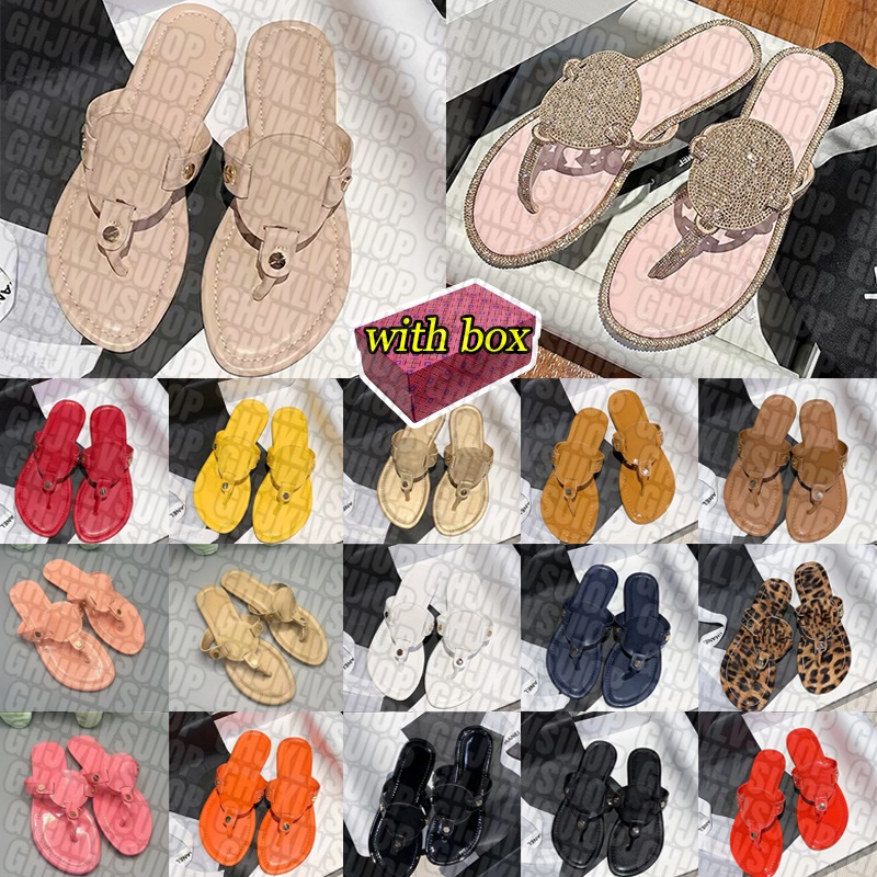 Designer Sandals Womens Slides Fashion Summer Beach Sandal luxury Patent Leather Slippers Triple Black pink apricot Sandles 35-43