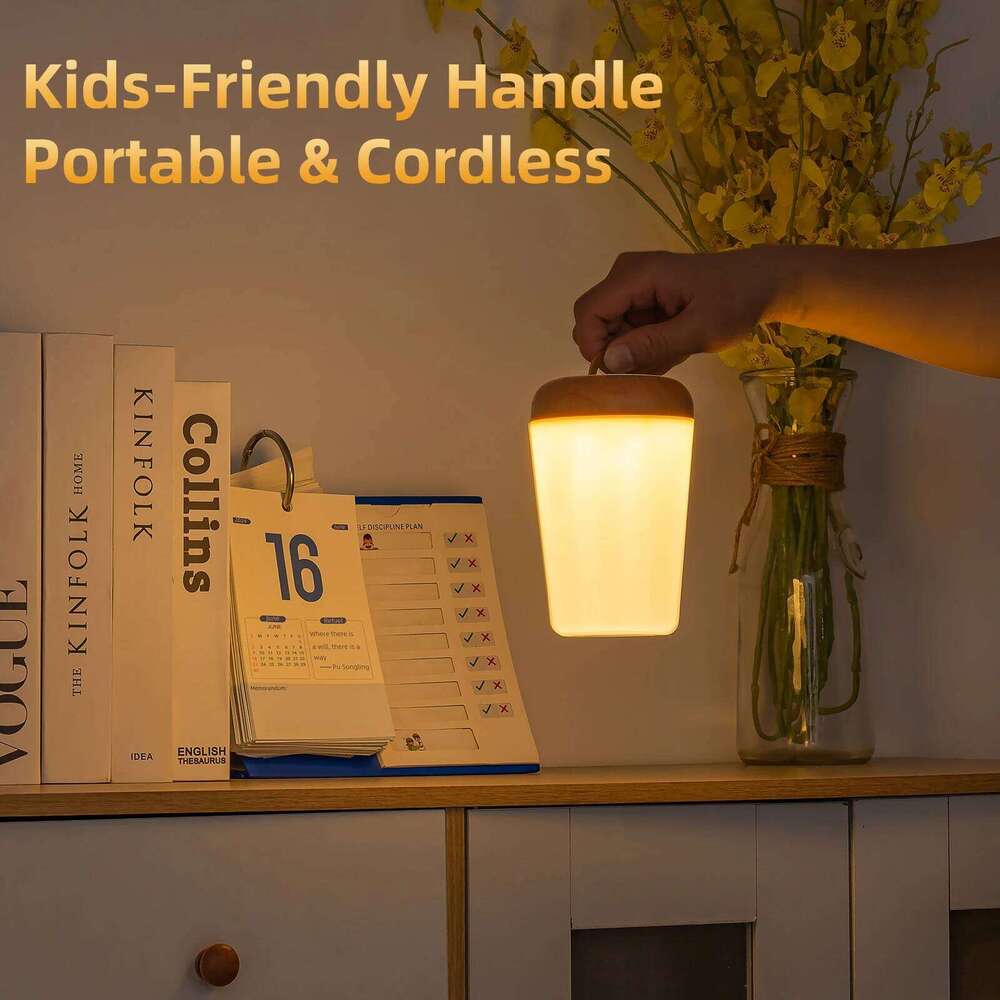 1500mAh New Wood Touch Remote Control Colorful Atmosphere Lamp Bedside LED Desktop Outdoor Hangable Camping Night Light Z260227