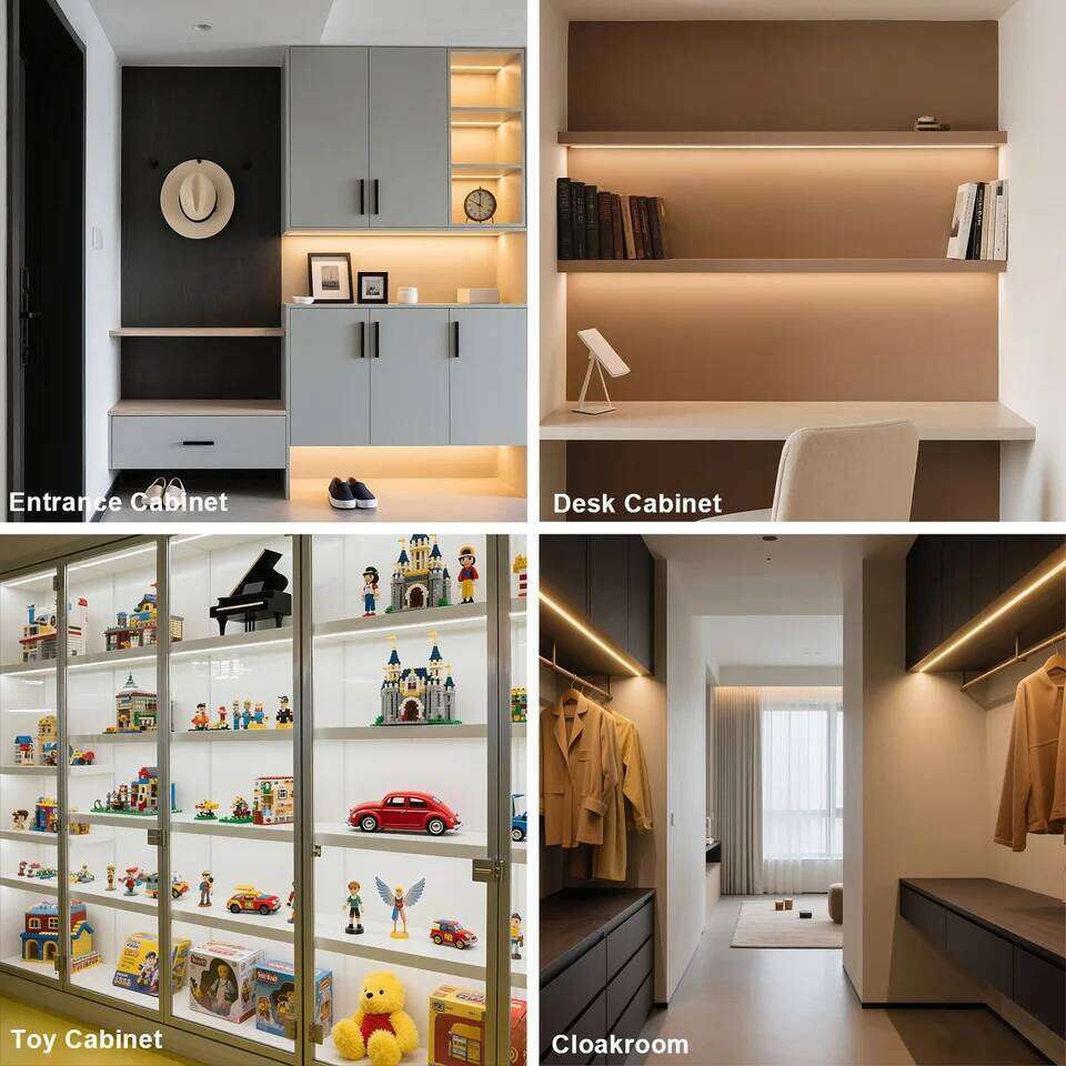 Under Cabinet COB LED Strip Light Collection Display Closet Bookcase Wardrobe Lamp Tape Penetrable Wood Dimmable Touch Sensor Z260226