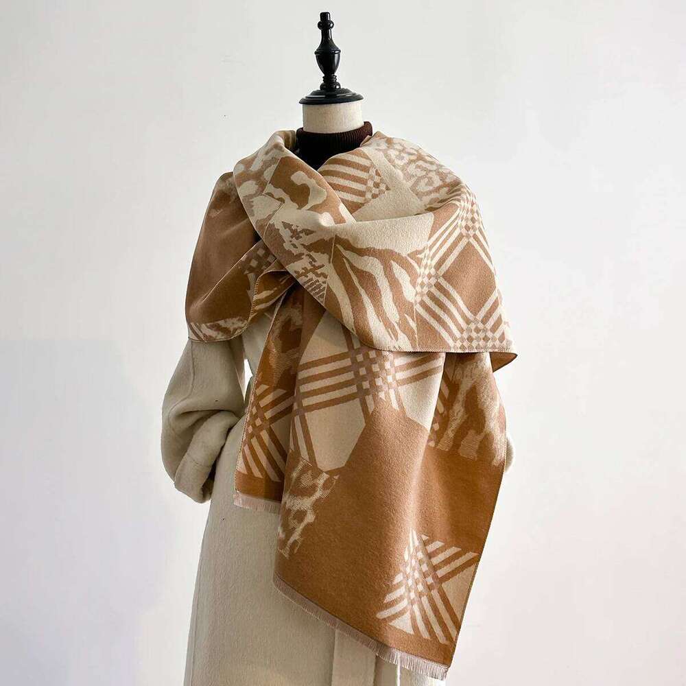 Women's Leopard Print Pattern Scarf, Pashmina Shawls, Lady Wraps, Thick, Warm, Cashmere, Imitation, Female, Winter Z260226