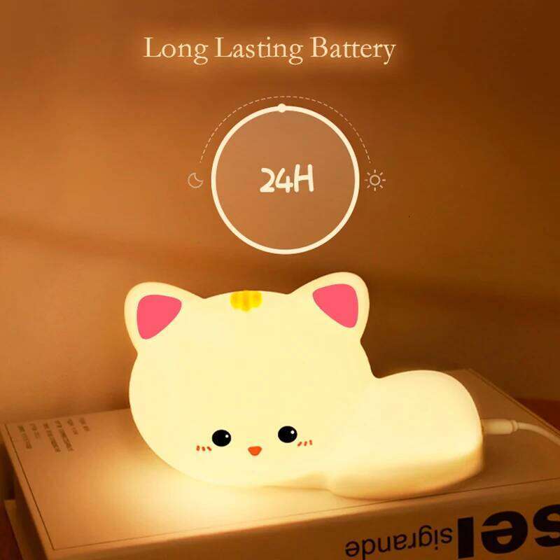 Cute cat silicone nightlight flaps color-changing decorative room lights to accompany children's toys and gifts at night Z260227