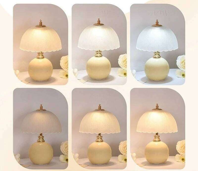Luxury Cream Table Lamp Creative Atmosphere Night Light for Bedroom Nightstand USB Plug Z260227