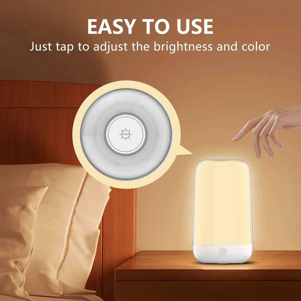 Smart Touch Bedside Table Dimmable RGB Bluetooth LED Night Light Rechargeable Kids Desk Lamp Camping Room Atmosphere Decor Z260227