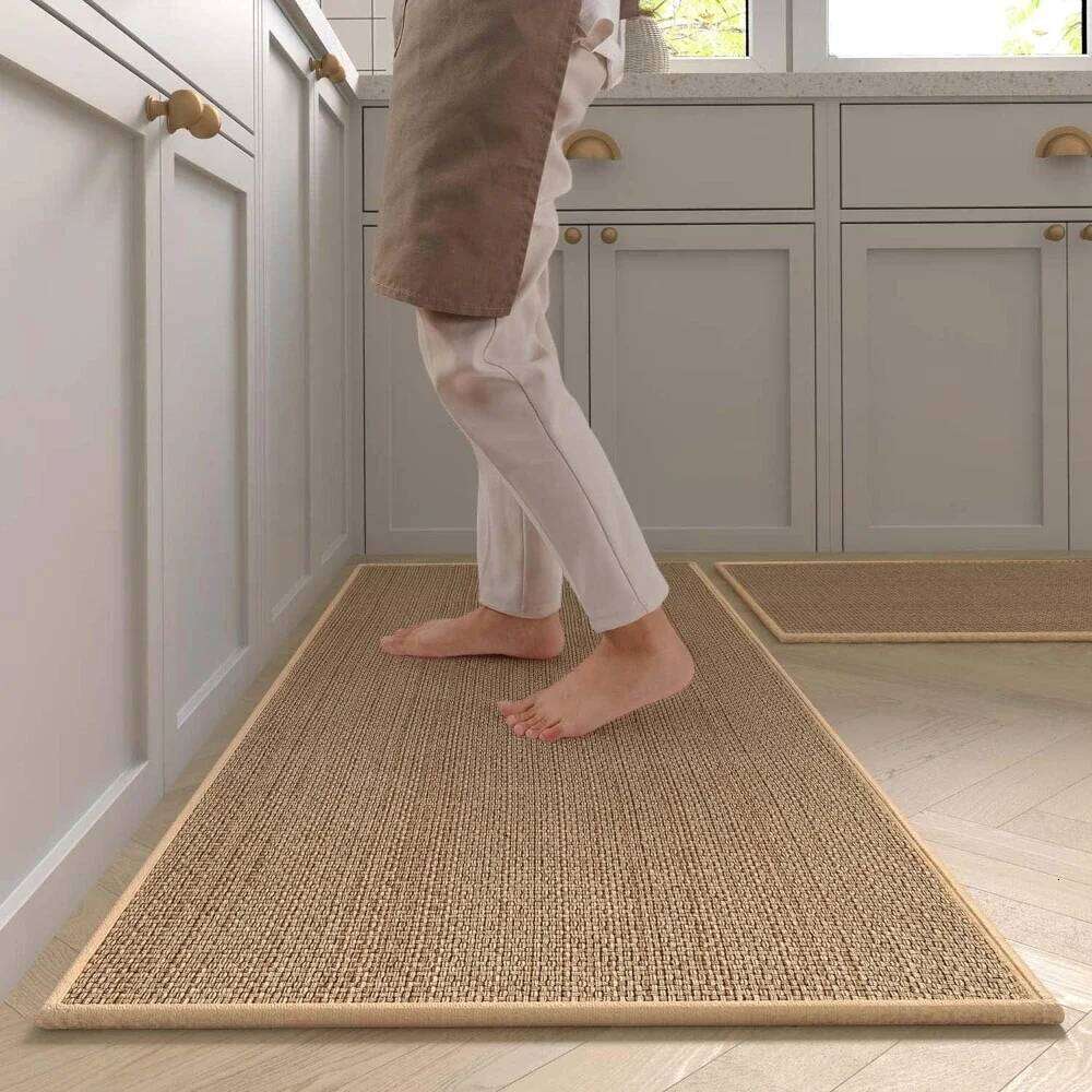 Washable Non-slip Rug Sisal Running Rug, Faux Woven Mat Kitchen Runners With Back Made Of Natural Rubber H260226