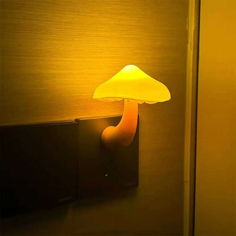 Mushroom Light-Sensor Night - Plug-in Eye-Caring Lamp for Bedroom Bedside & Baby Feeding, Creative Sleep-Friendly Light Z260227