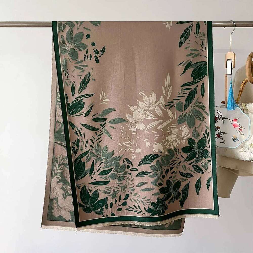 2024 Warm Cashmere Soft Flowers Printing Scarf Women Shawl New Wraps Luxury Thick Blanket Winter Bufanda Pashmina Travel Stoles Z260226