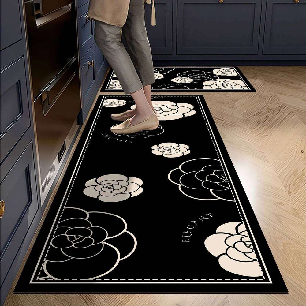VIKAMA Crystal Velvet Long Kitchen Carpet, Anti-Slip, Water-Absorbent Oil-Absorbent And Dirt-Resistant Floor Mat Home Decoration H260226