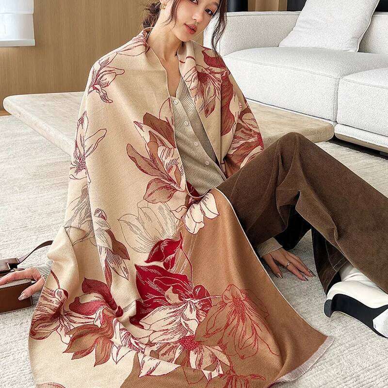 Women Warm Pashmina Blanket Luxury Winter Cashmere Blend Scarf Horse Scarves Thick Foulard Bufanda Female Shawl Vintage Wraps Z260226