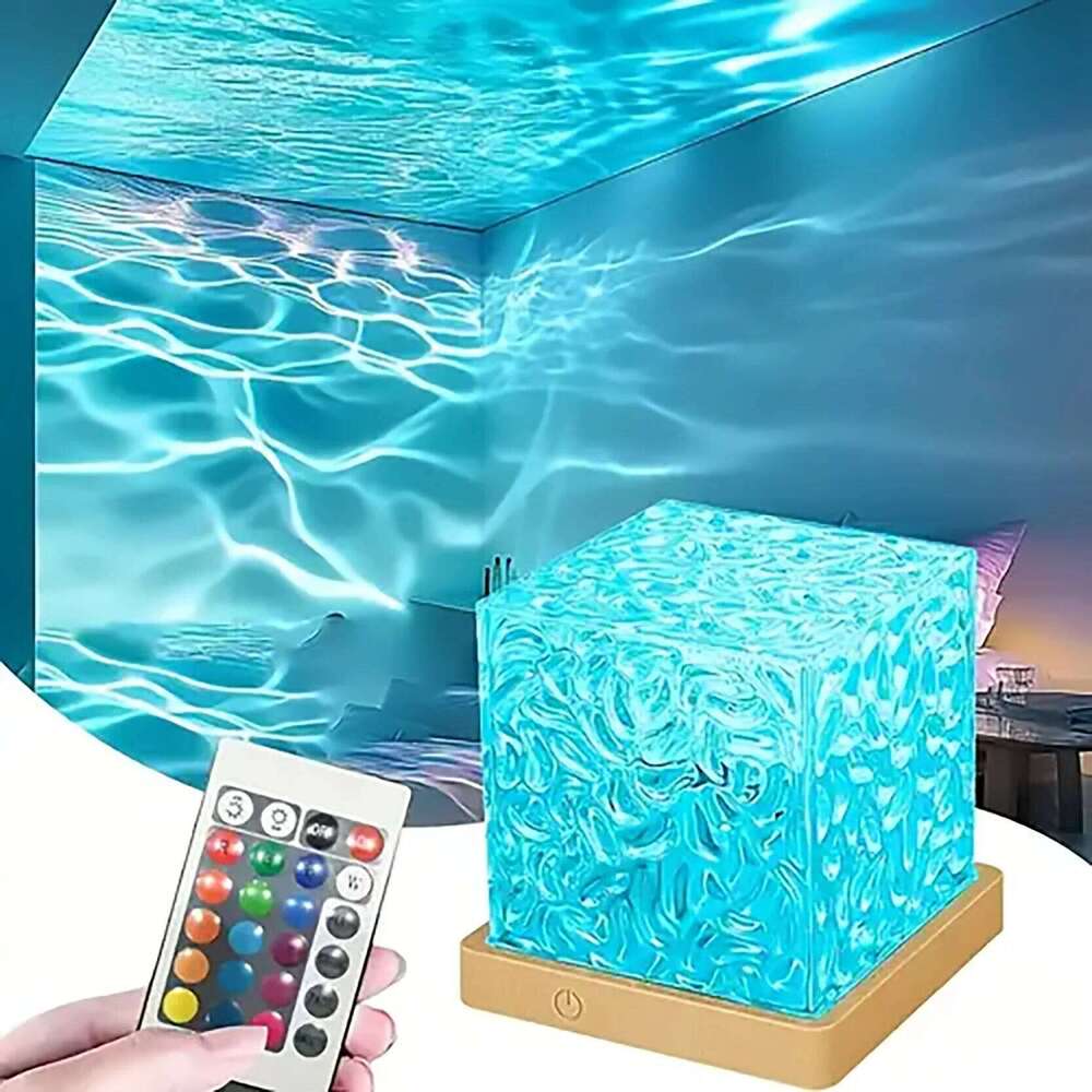 Ocean Wave Aurora Projector USB Remote RGB Water Ripple 16 Colors Night Home Office Bar Living Room Ambient Light Z260227