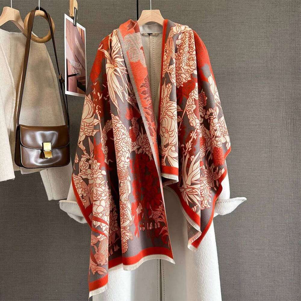 2025 Design Flower Jacquard Print Cashmere Women Winter Pashmina Shawl Wraps Thick Warm Bufanda Stoles Blanket Scarf Z260226