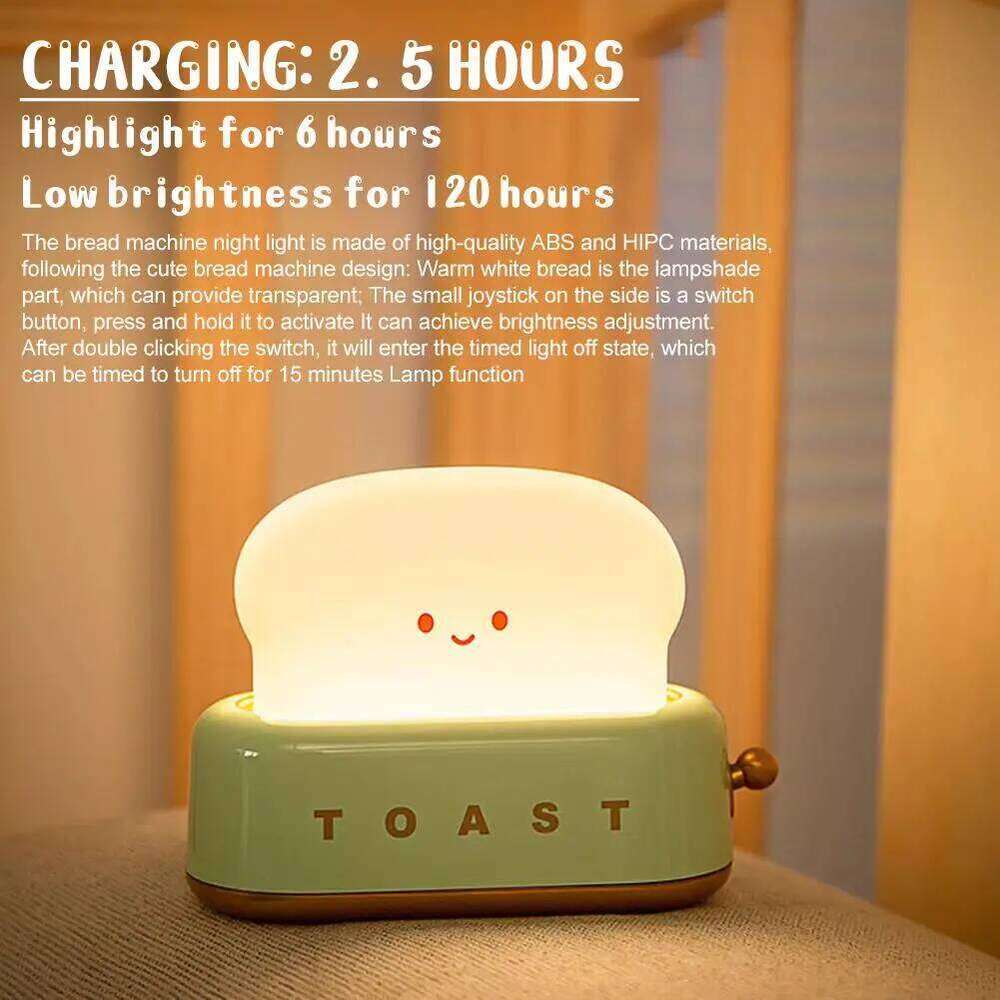 Creative Bread Toast Table Light Toaster Nightlight For Birthday Gift USB Rechargeable Led Lamp Decor Holiday Baby Bedroom Z260227