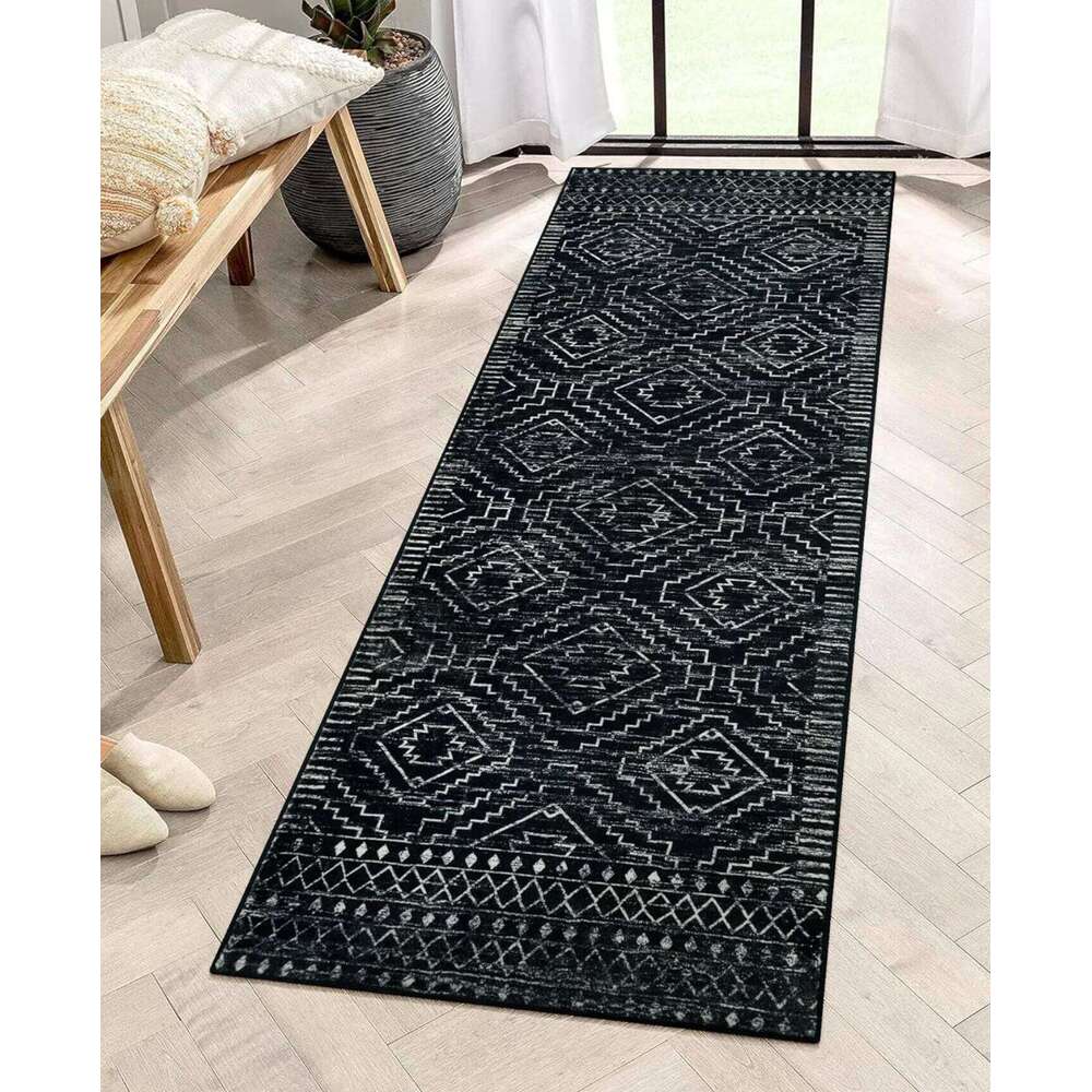 Non Slip Washable Blue Series Runner Rug Floral Geometric Pattern Mat for Kitchen Hallway Corridor Home Decor Floor Carpet H260226