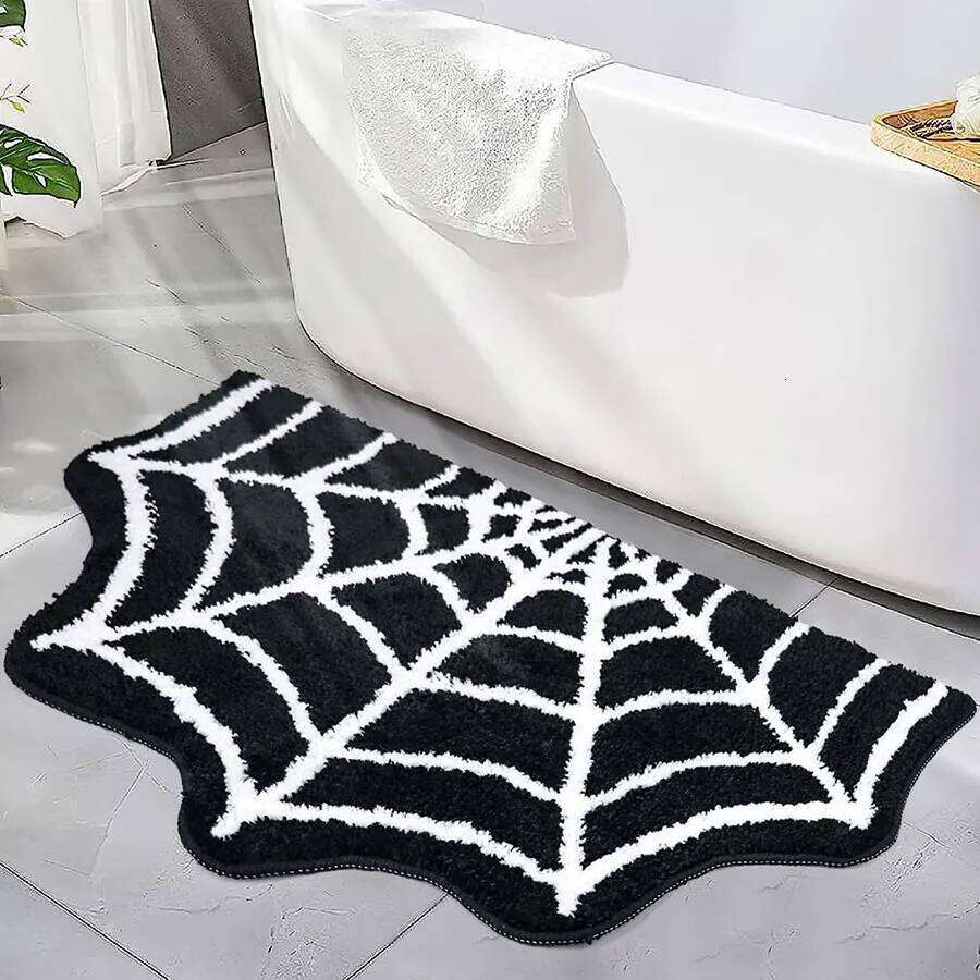 Halloween Bath Mat Gothic Bedroom Carpet Spider Web Floor Bathroom Home Decor Decoration Kitchen Living Rugs Room Rug Mats H260226