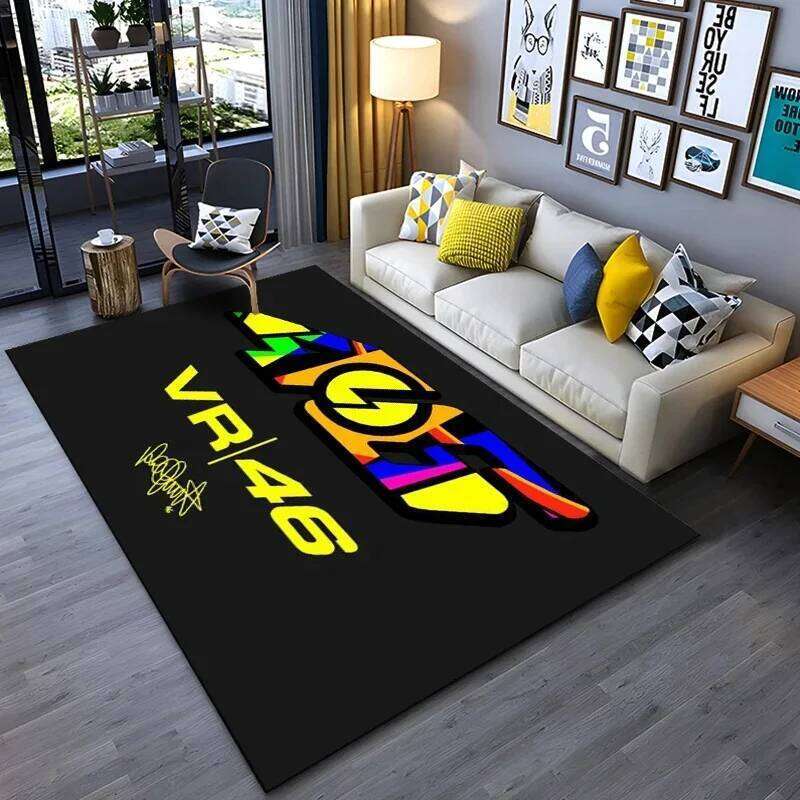 The Doctor Cartoon Head Yellow Carpet Mat Racing Theme Living Room Rug with Number 46 Signature Home Decoration Rugs for Bedroom H260226