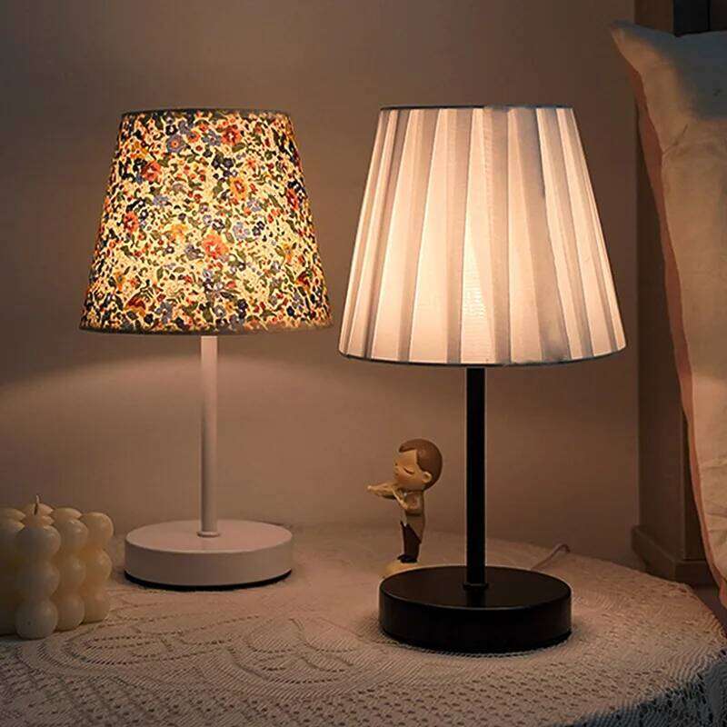 Solid Wood Fabric Usb Small Desk Bedroom Bedside Lamp Study Dormitory Led Night Creative Atmosphere Light Decoration Z260227