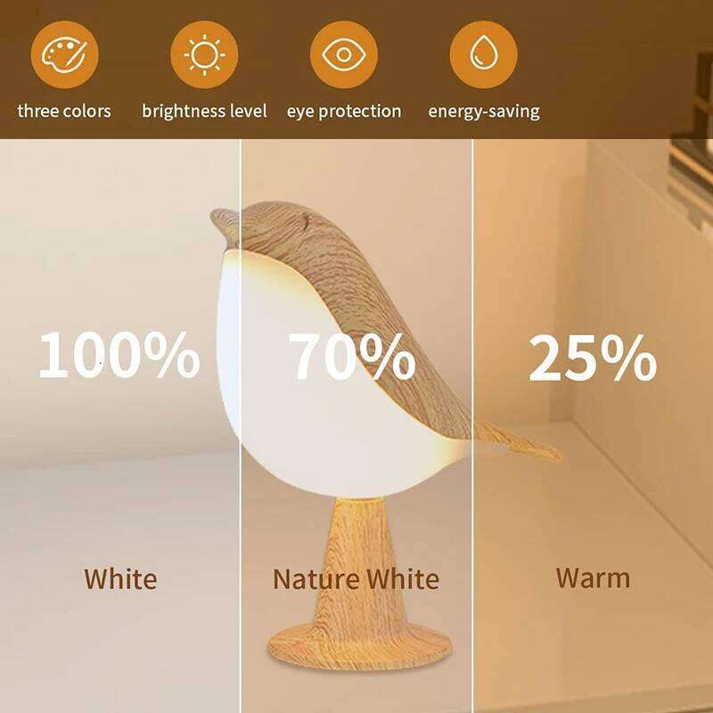 Wooden Colors Bird Night Lights LED Touch Switch Rechargeable for Bedroom Interior Lighting Desk Lamp Bedside Lamps Decoration Z260227