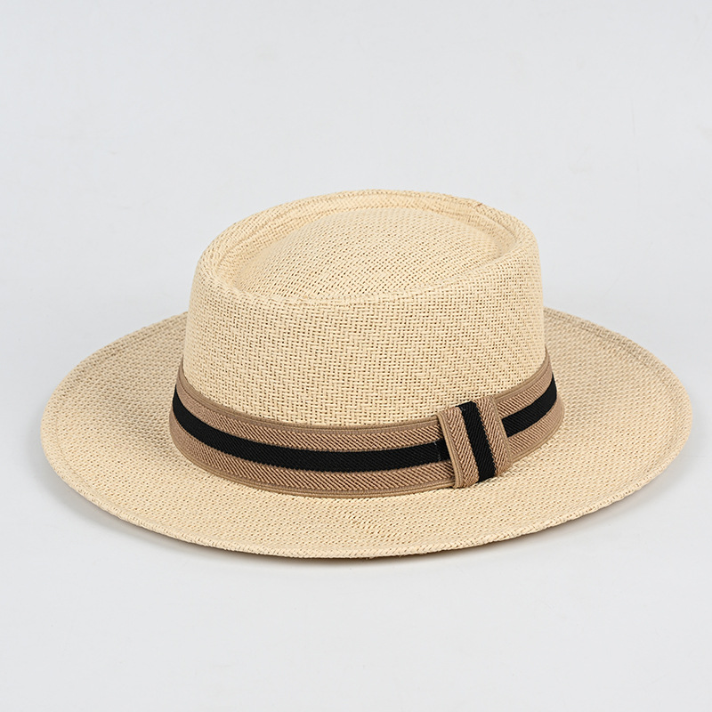 2026 New Summer Women's Outdoor Seaside Beach Hat Women's Sun Hat Sunscreen and Sunshade Fashion Flat Top Straw Hat