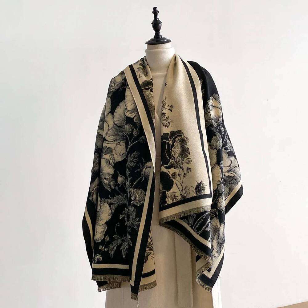 Luxury Winter Women's Imitation Cashmere Shawl Thick Warm Jacquard Scarf High Quality Two-Sided Pashmina Wrap for Ladies Brand Z260226