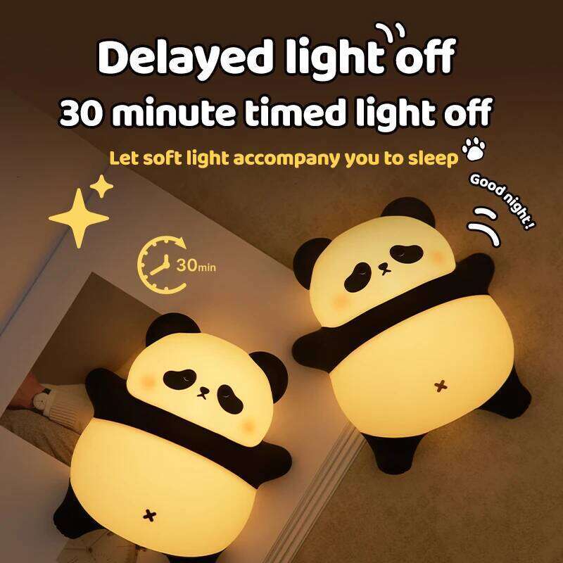 Lying Panda LED Night Light Touch Sensor Cartoon Kid's Nightlights Silicone Holiday Christmas Gift Bedside Lamp Bedroom Decor Z260227