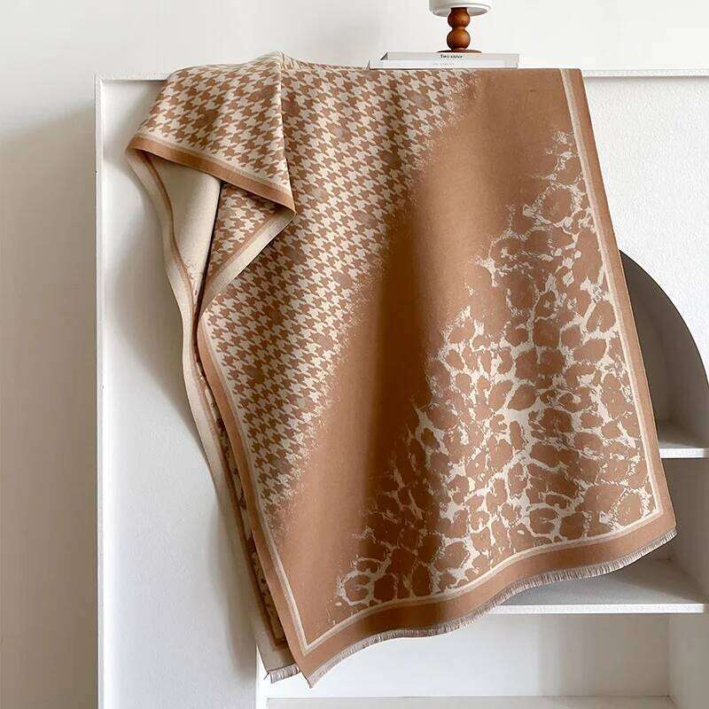 Elegant Jacquard Design Imitation Cashmere Soft Warm Fringe Shawl Autumn Winter Coldproof Windproof Blanket Scarf Z260226