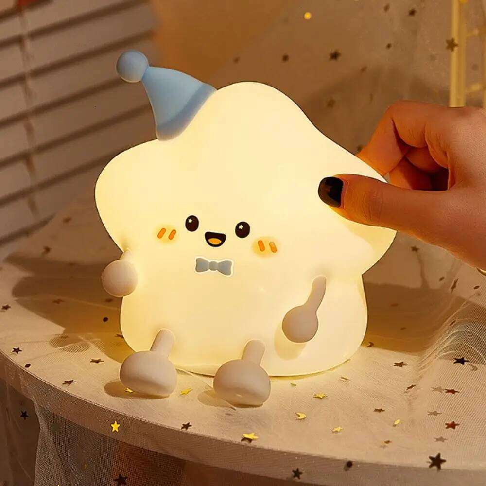 Rechargeable USB LED Star Night Soft Silicone Colorful Light Sleeping Remote Control Glowing Effect Touch Table Lamp Z260227