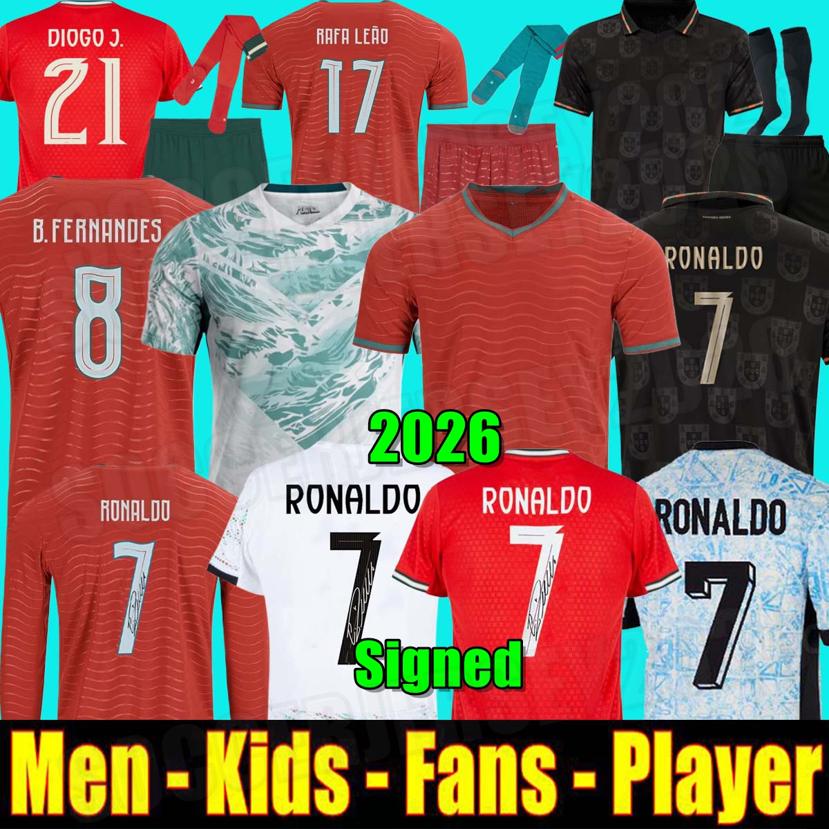 2026 Portugal soccer jerseys B.FERNANDES R. Leao JOAO FELIX BERMARDO camisa de futebol VITINHA football shirt Men Kids kit women RoNalDo Portuguese DIOGO JOTA Signed
