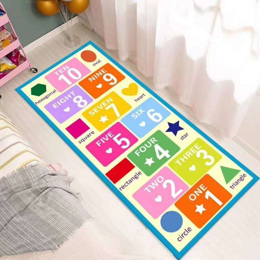 Cartoon Hopscotch Game Runner Rug, Kid's Carpet, Boy and Girl Bedroom Living Room Sofa Bedside Non-slip Rug H260226