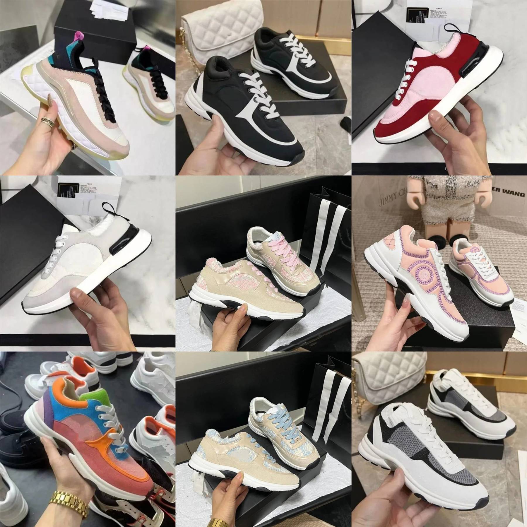 Designer CC Logo Luxury Casual Shoes Trainers Outdoor Coquette Chan Shoes Out Of Office Mens Women Black White Pink Red Grey Blue Silver Fashion Brand Runner Sneakera