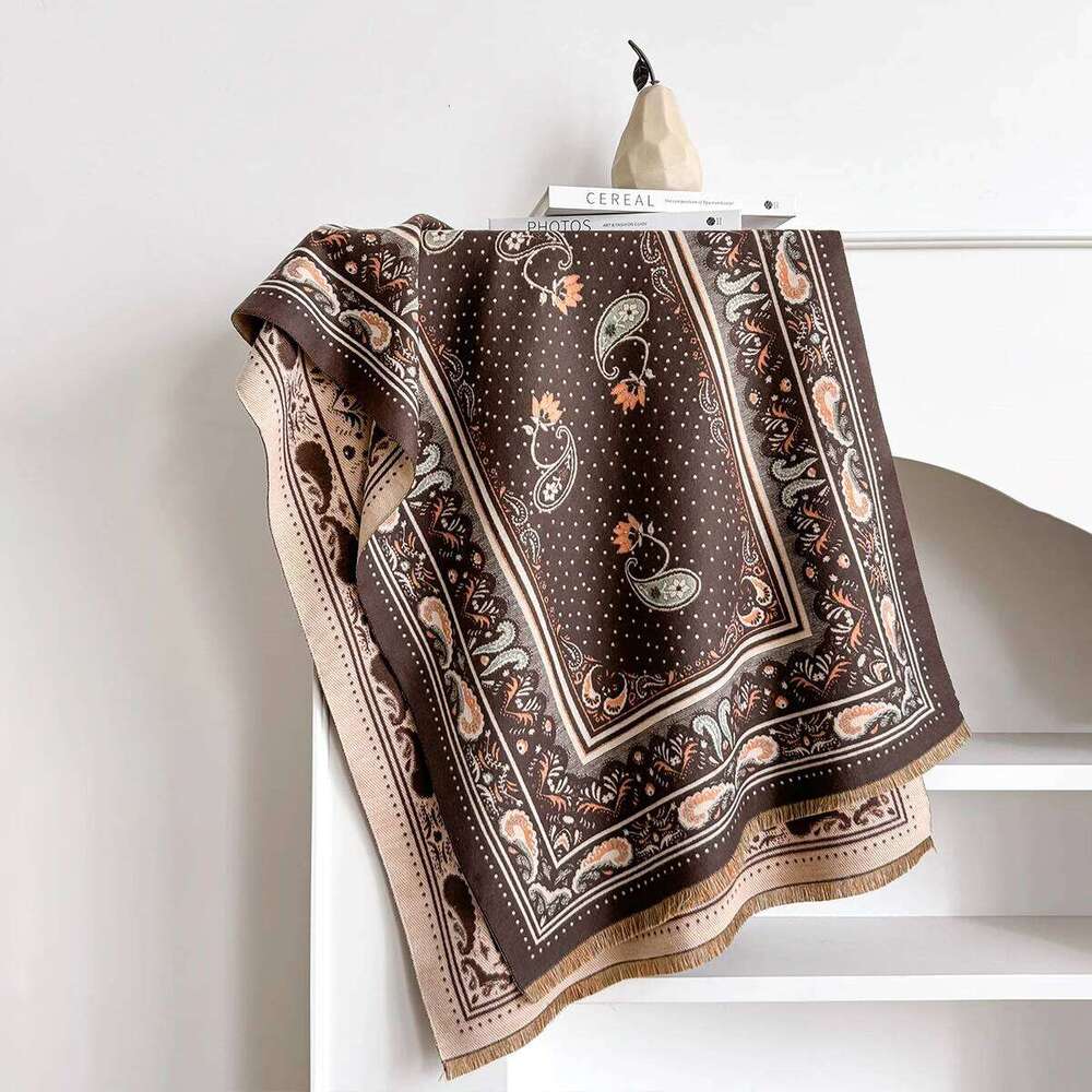 Women's Faux Cashmere Winter Scarf - Paisley Patterned Thick Warm Blanket Scarf, Fashionable & Luxurious Cashew Flower Scarves Z260226