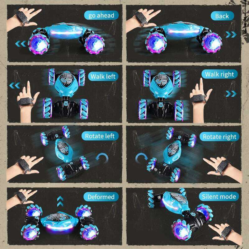 4x4 Remote Control Cart Stunt Gesture Sensing 1/12 RC Drift Car With LED Light Deformation Novel For Children Toys H260227