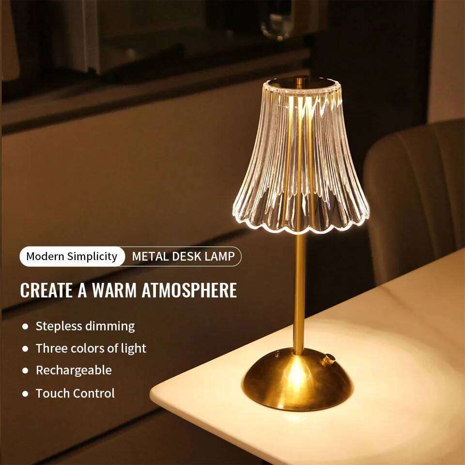 USB Rechargeable LED Table Touch Dimming Night 3 Color Cordless Atmosphere Bedroom Bedside Reading Lamps Decor Light Z260227