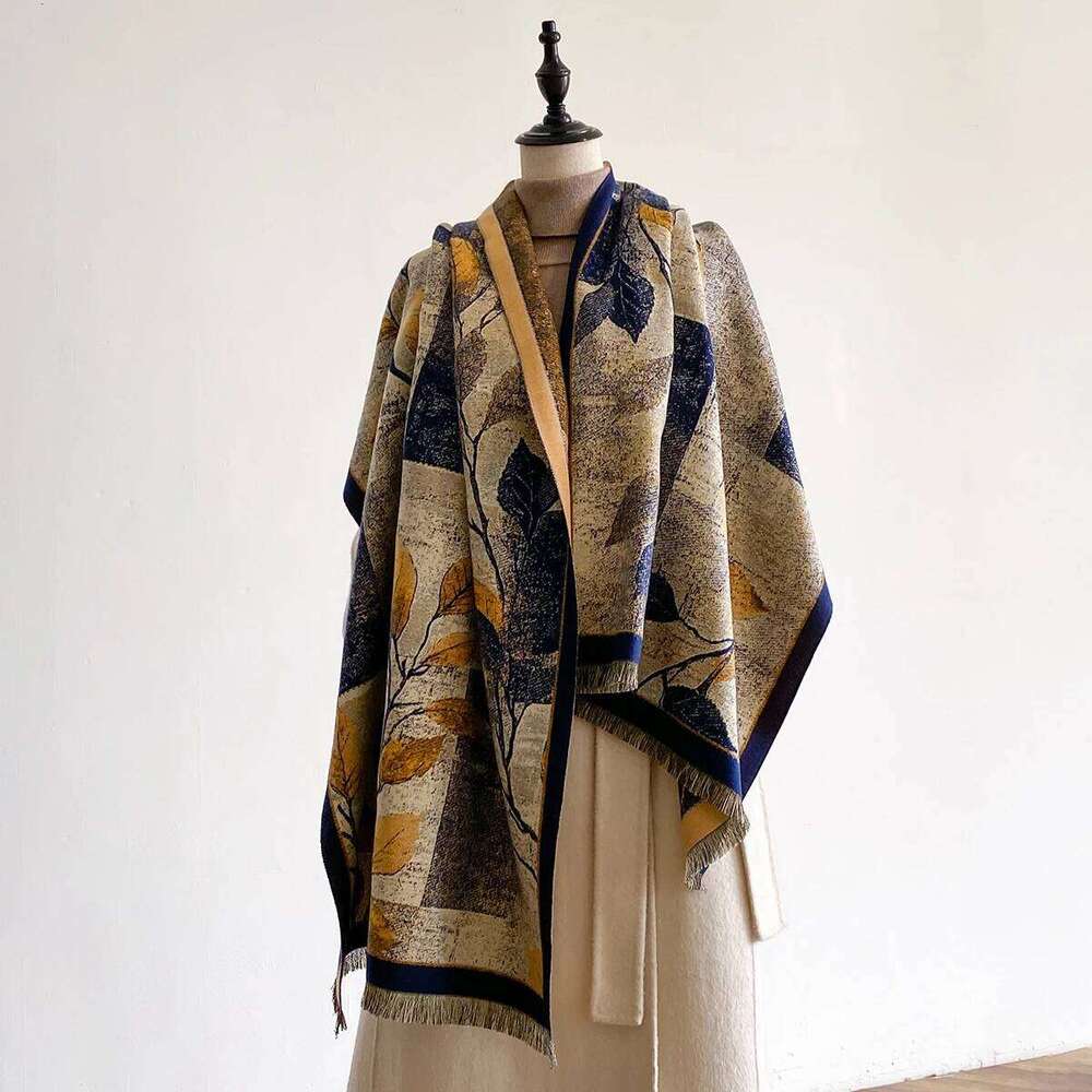 Luxury Winter Cashmere Double-sided Design Scarf Women Warm Pashmina Blanket Poncho Scarves Female Oil painting Shawl Bufanda Z260226