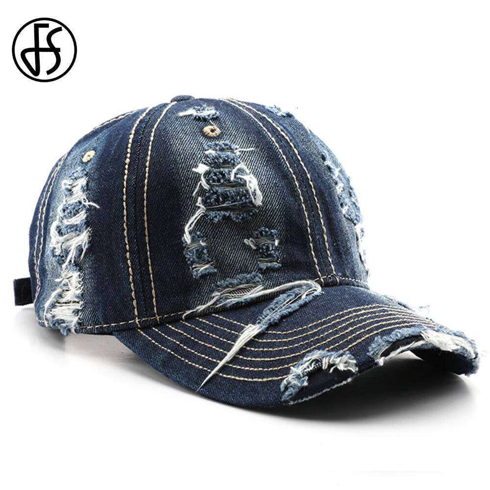 FS Vintage Navy Blue Denim Baseball Caps For Men Luxury Brand Women Hats American Street Hip Hop Trucker Hat Bone Masculino 2026 Z260226