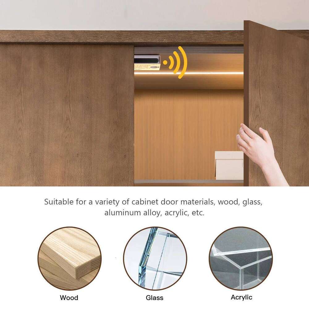 Smart Door Motion Sensor Strip Light 24V COB, LED Tape Lights, Cuttable for Cabinet/Wardrobe/Shelf Lighting, EU/US Plug Z260226