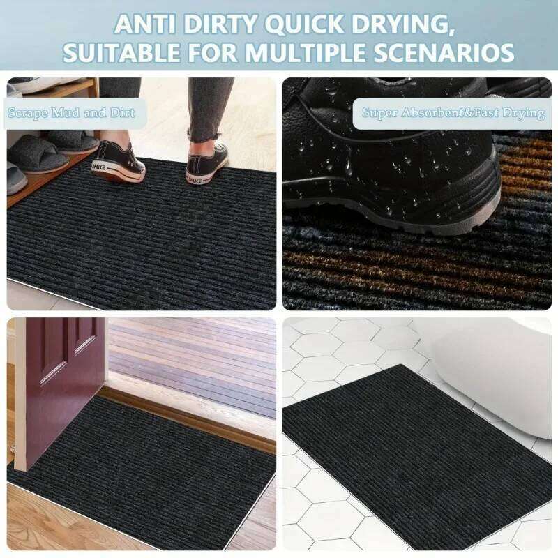 1pcs Double Stripe Non-Slip Doormat Entryway - Heavy Duty Dirt Resistant Rug Indoor Outdoor Carpet for Home/Office H260227 - view 5