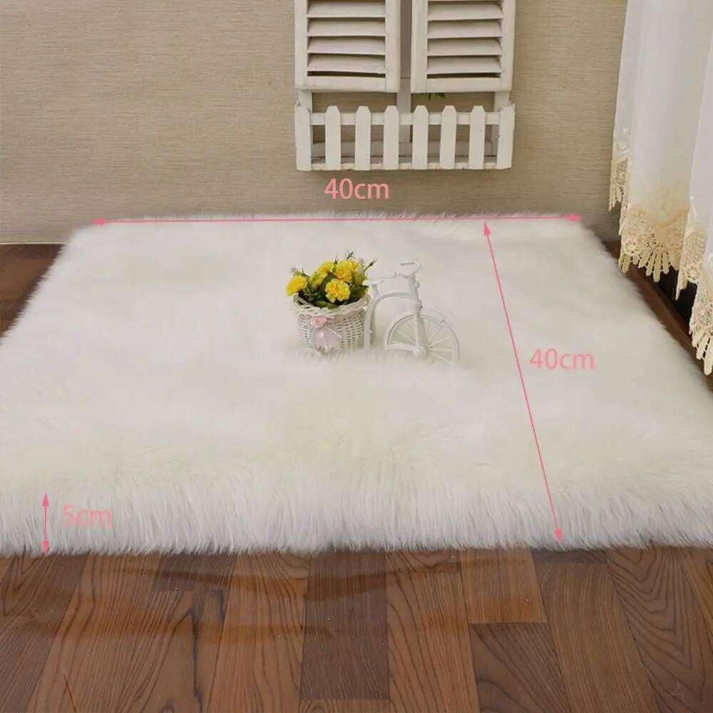 Soft Long Hair Carpet Fluffy Decorative Carpets Hairy Fur Rugs Square Imitation Wool Pad Bedroom H260226
