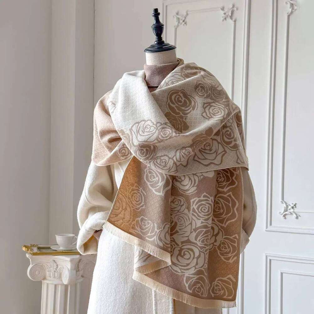 New Winter Cashmere Scarf for Women Rose Shawl Wrap Female Pashmina Luxury Brand Poncho Thick Blanket Warm Bufanda Echarpe Femme Z260226