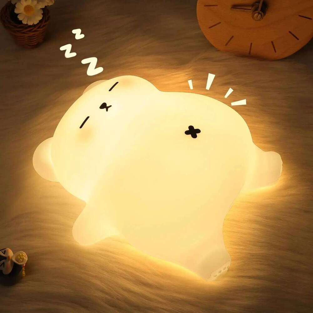 Big White Bear Silicone Sleep Lamp A070 Cute Snoring Night Light 3 Brightness Levels Timer USB Type-C Rechargeable Kids Gift Z260227