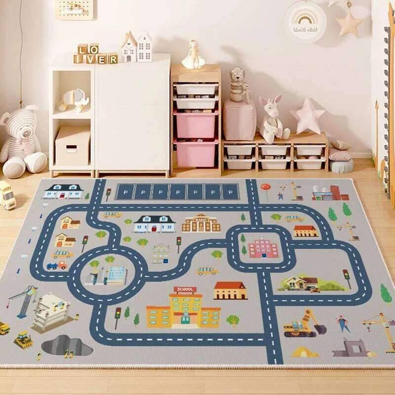 VIKAMA Play Area Carpet Living Room Bedroom Children's Car track Digital puzzle game Baby play crawl mat H260226