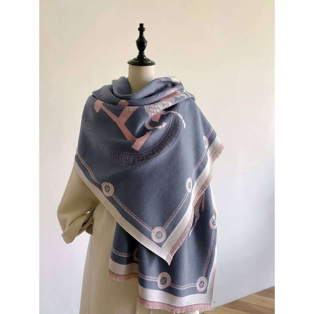 2024 New Women's Horse Print Faux Cashmere Fall Winter Thickened Fashion Warm and Versatile Scarf Shawl Z260226