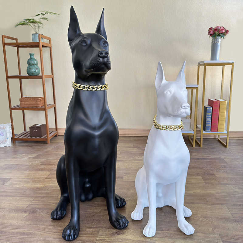 Home Living Room Decoration Watchdog Sculpture Realistic Doberman Dog Ornament Villa Garden Entrance Large Floor-standing Courtyard T260227