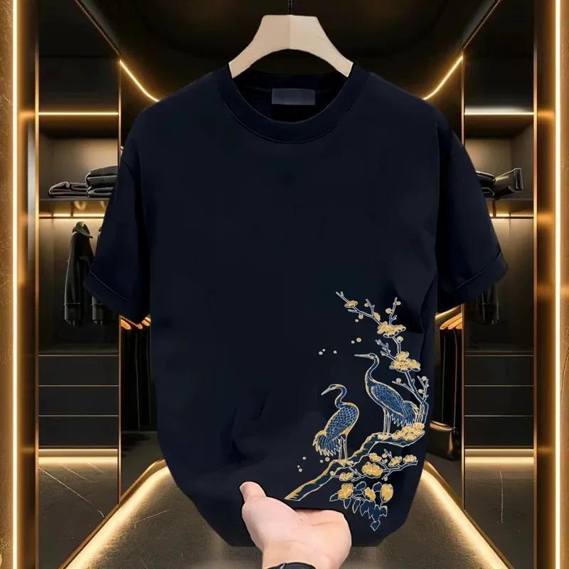2026 Summer New Design Luxury Brand Pure Cotton Men's Short-sleeved T-shirt - Heavy-quality American Style Fashion Brand Loose-fitting Round-neck