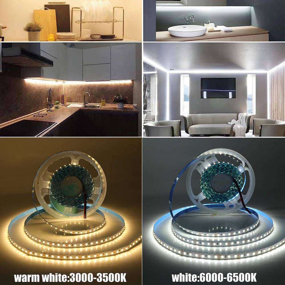 5M 10M/Roll LED Strip DC 12V 24V SMD 2835 120LEDs/M White/Warm White Home Decoration Lamp Flexible Ribbon Tape Rope Lights Z260226