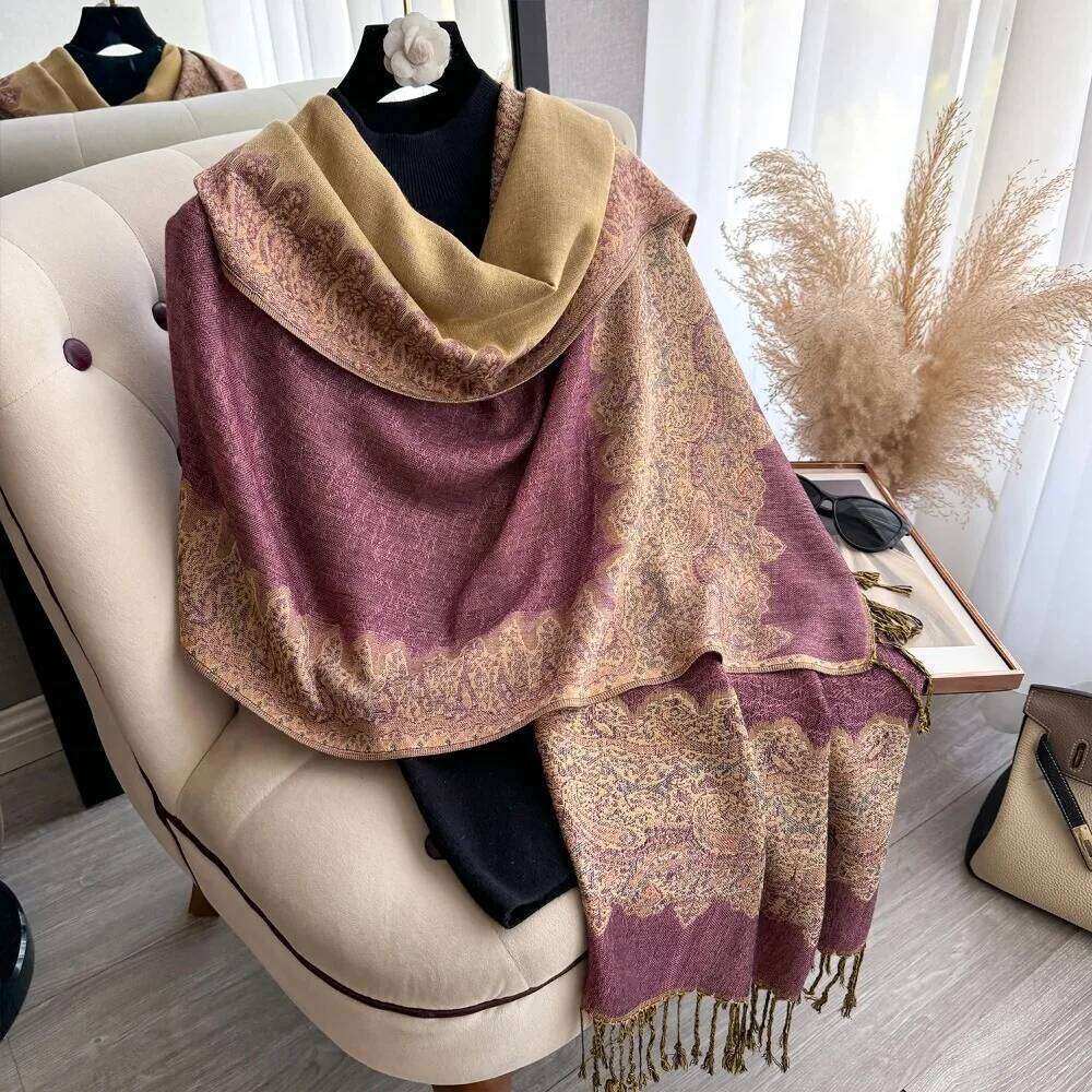 2026Tassel Blanket Design Thick Pashmina New Winter Warm Soft Shawl Wrap Print Scarf Women Coldproof Neckerchief Poncho Stoles Z260226
