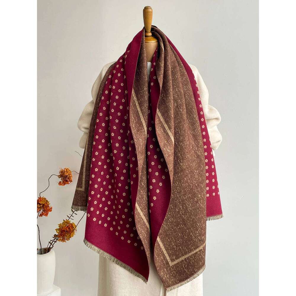 Women's Warm Faux Cashmere Shawl Autumn Winter Jacquard Scarf Wrap Functional Neck Protection Blanket Style Z260226