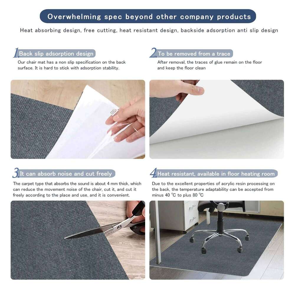 Keilymat 90x120cm chair mat work in hardwood Office Rolling Computer Gaming Chair Mat Bedroom Living Room H260226