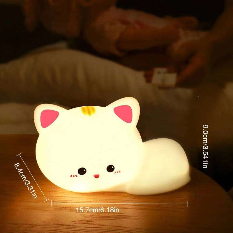 Cute cat silicone nightlight flaps color-changing decorative room lights to accompany children's toys and gifts at night Z260227