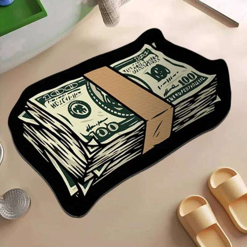 VIKAMA Flannel Carpet Cartoon Dollar Door Entryway Entry Rug Non-slip Mat Washable Dirty Resistant Home Decor H260226